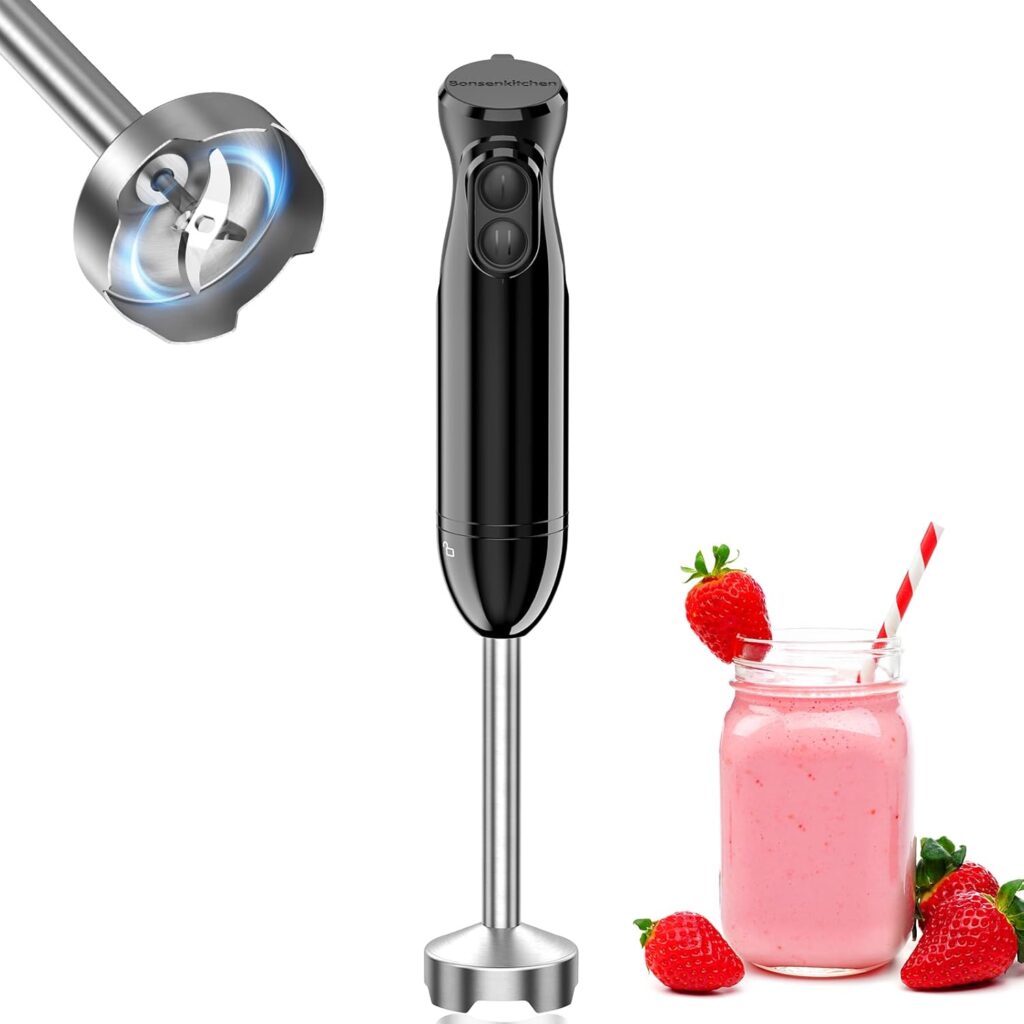 Bonsenkitchen Batidora de Mano, Acero Inoxidable de 1000 W, 2...