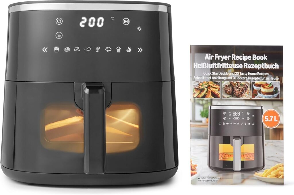 Amazon Basics Freidora de Aire, 5,7L con Ventana de Fácil...