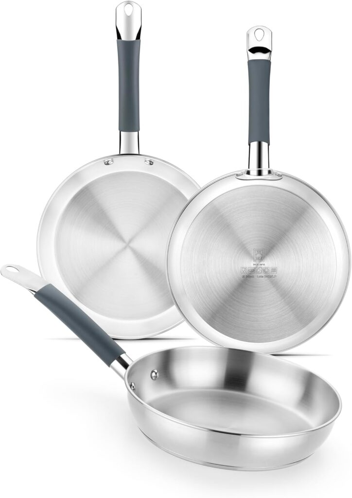 BRA Master | Set de sartenes 20-24-28 cm, acero inoxidable...