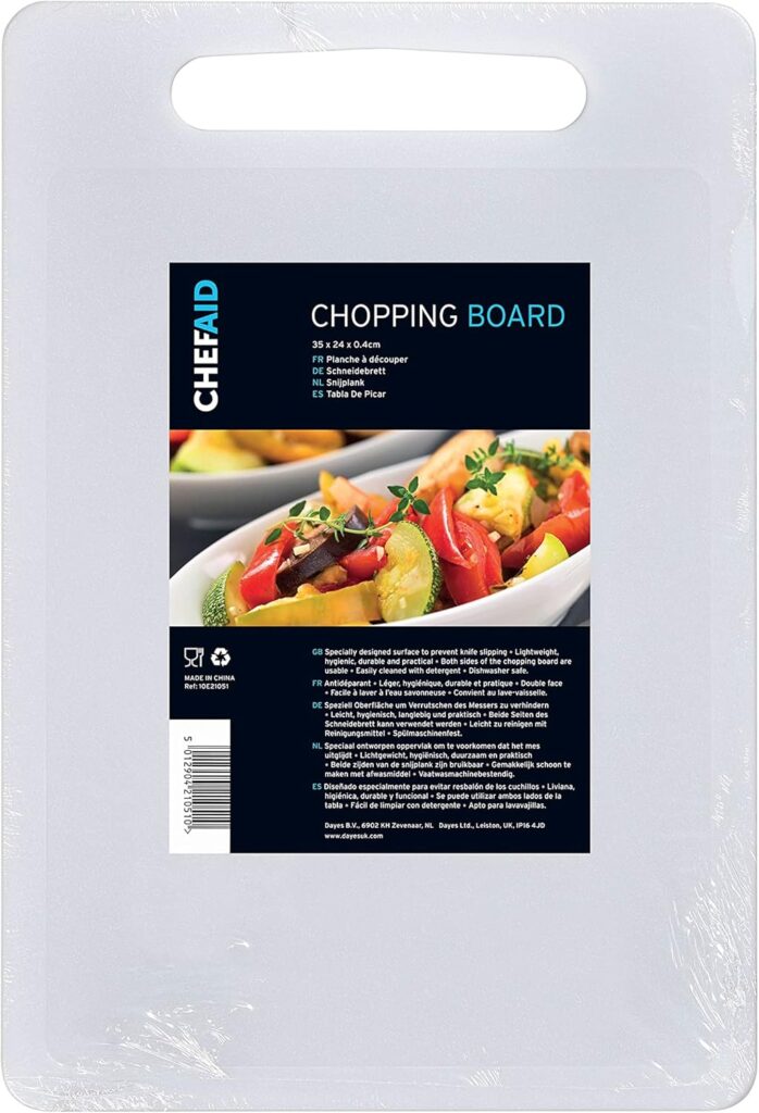 Chef Aid Tabla de cortar de polietileno blanco, superficie...